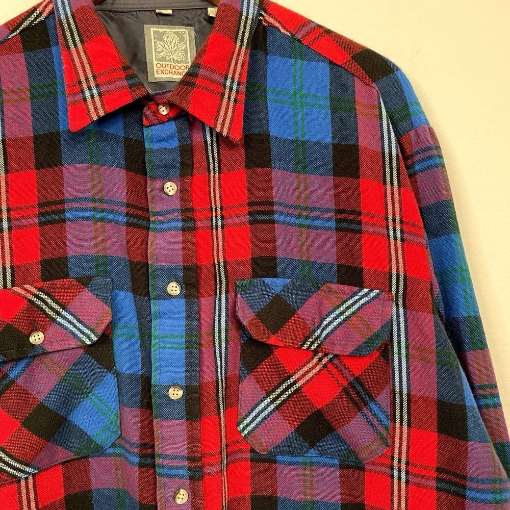 Vintage Outdoor Exchange Mens Plaid Flannel Shirt Size XL Country Ranch Outdoors